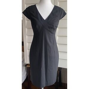 Banana Republic Dress 4 Black Wool Elastane Stretch Italian Fabric Lined Sheath